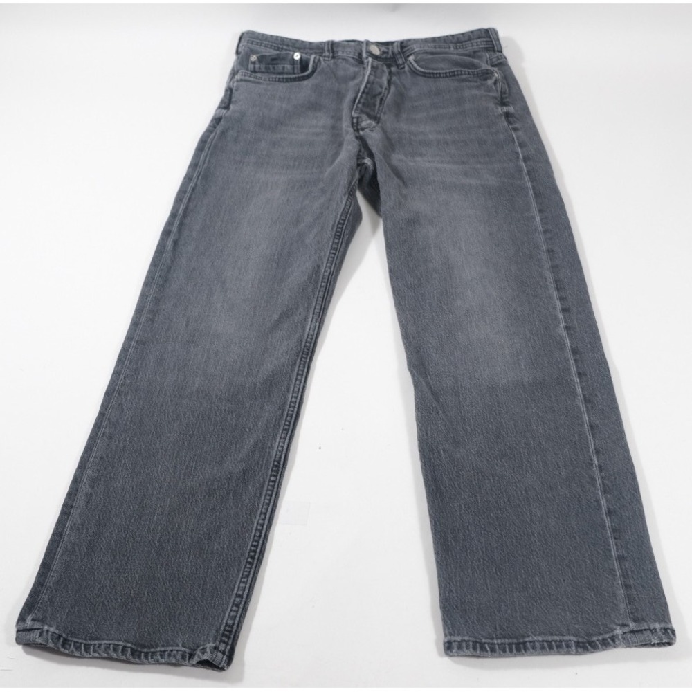 River Island Jeans Mens‎ 32/30 Gray Straight Leg Denim Pants Faded Casual Cotton